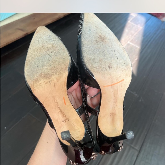 Manolo Blahnik Black and Brown Patterned Heels - Picture 6 of 7